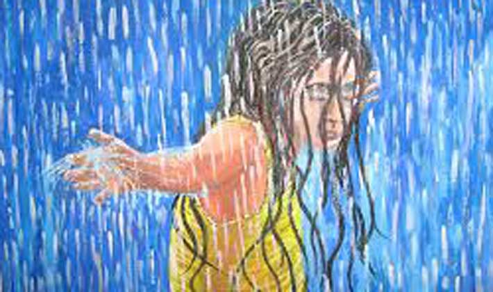 Little Girl In The Rain Painting by Mocanu Marius